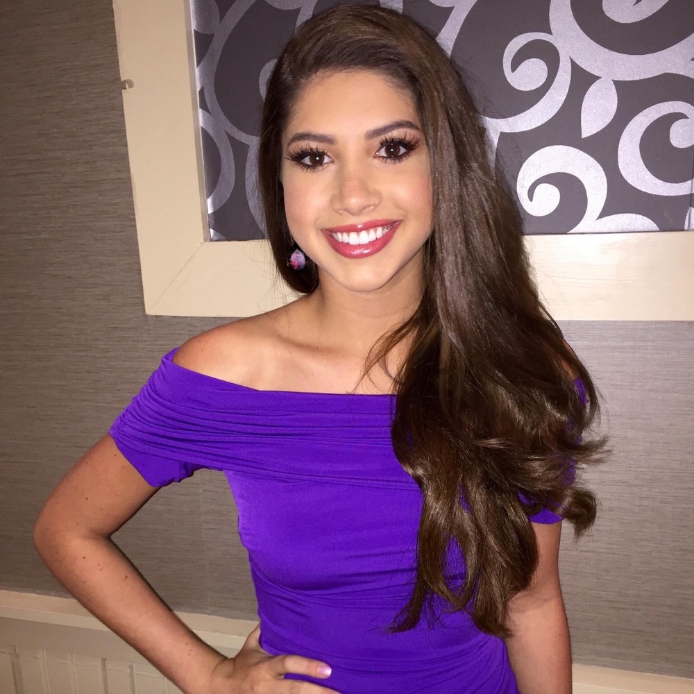 Purple jersey knit mini dress